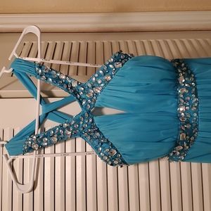 B. Darlin Beautiful Blue Prom Dress Size 7/8